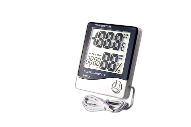 In/Out Temperature-Humidity Monitor with Clock and Jumbo Display