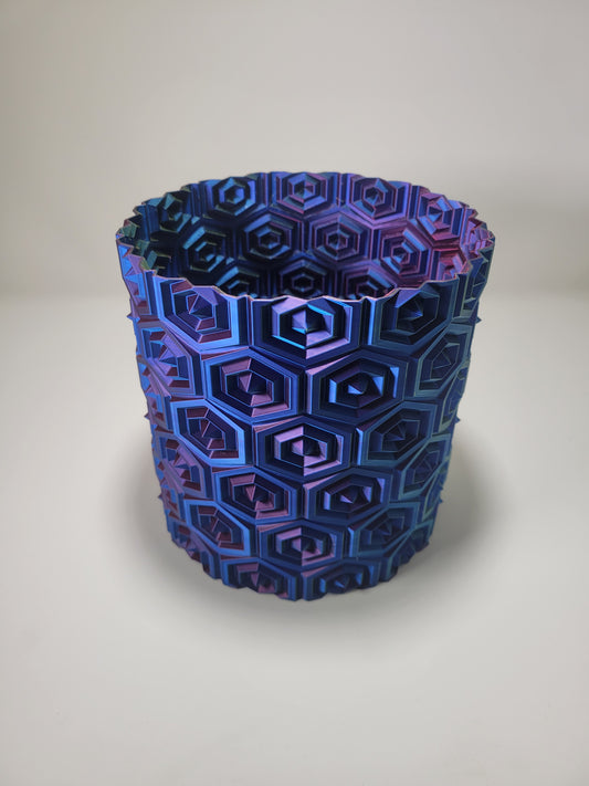 Geometric Pearlescent Decorative Pot - 7" x 7"