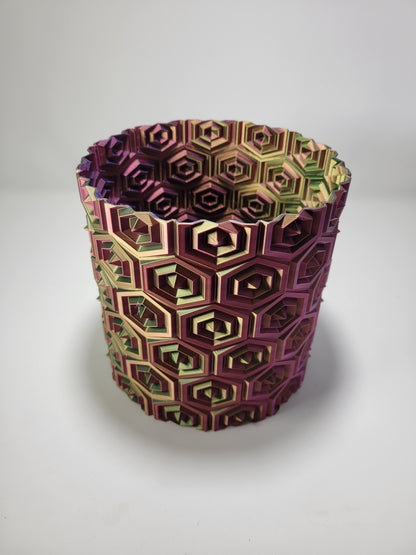 Geometric Pearlescent Decorative Pot - 7" x 7"