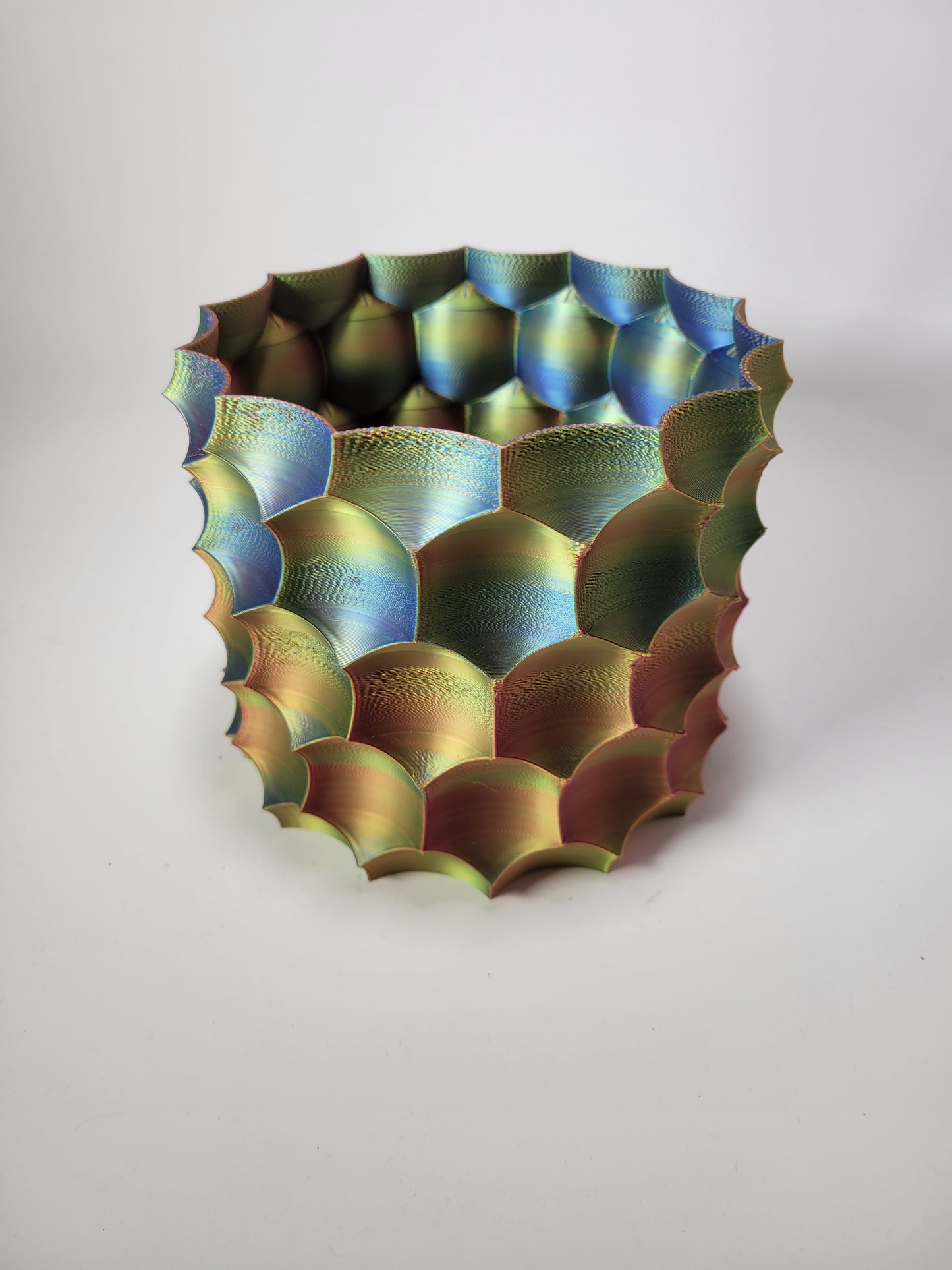 Spiked Geometric Pearlescent Decorative Pot - 6" x 5"