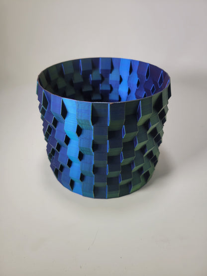 Geometric Pearlescent Decorative Pot - 6" x 5.25"